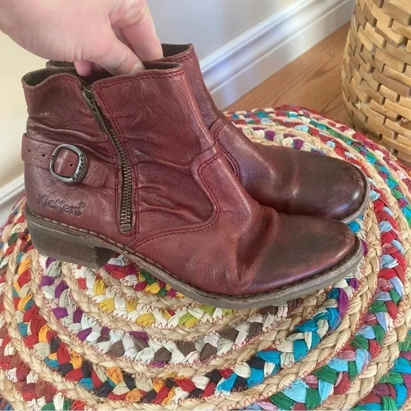 Kickers burgundy ankle  boots 37 - Picture 4 of 6